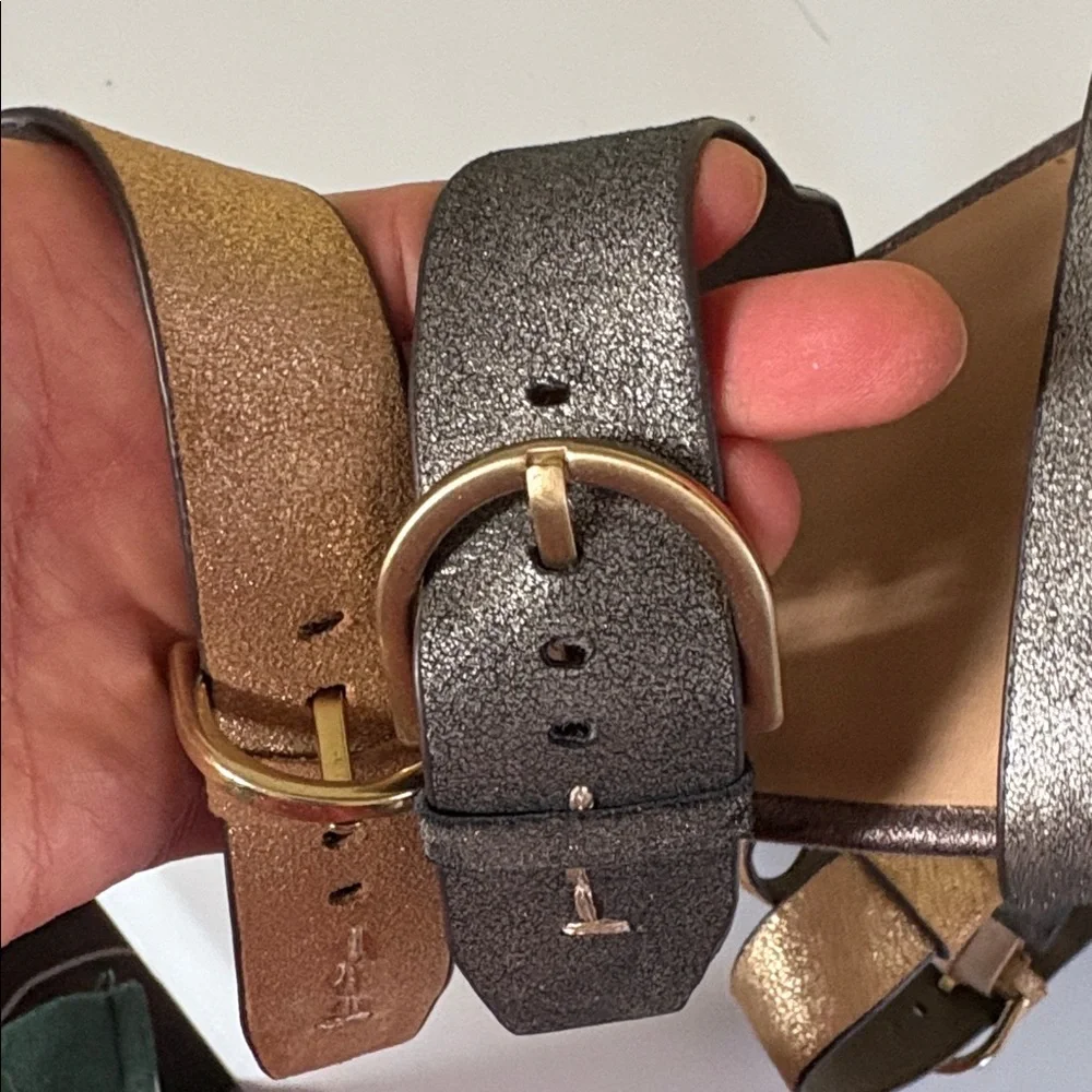 Nakedfeet Two-tone Metallic Leather Buckle Sandals Size 9